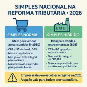 Simples Nacional Reforma Tributária 2026 2027 CBS IBS Simples Híbrido Simples Normal