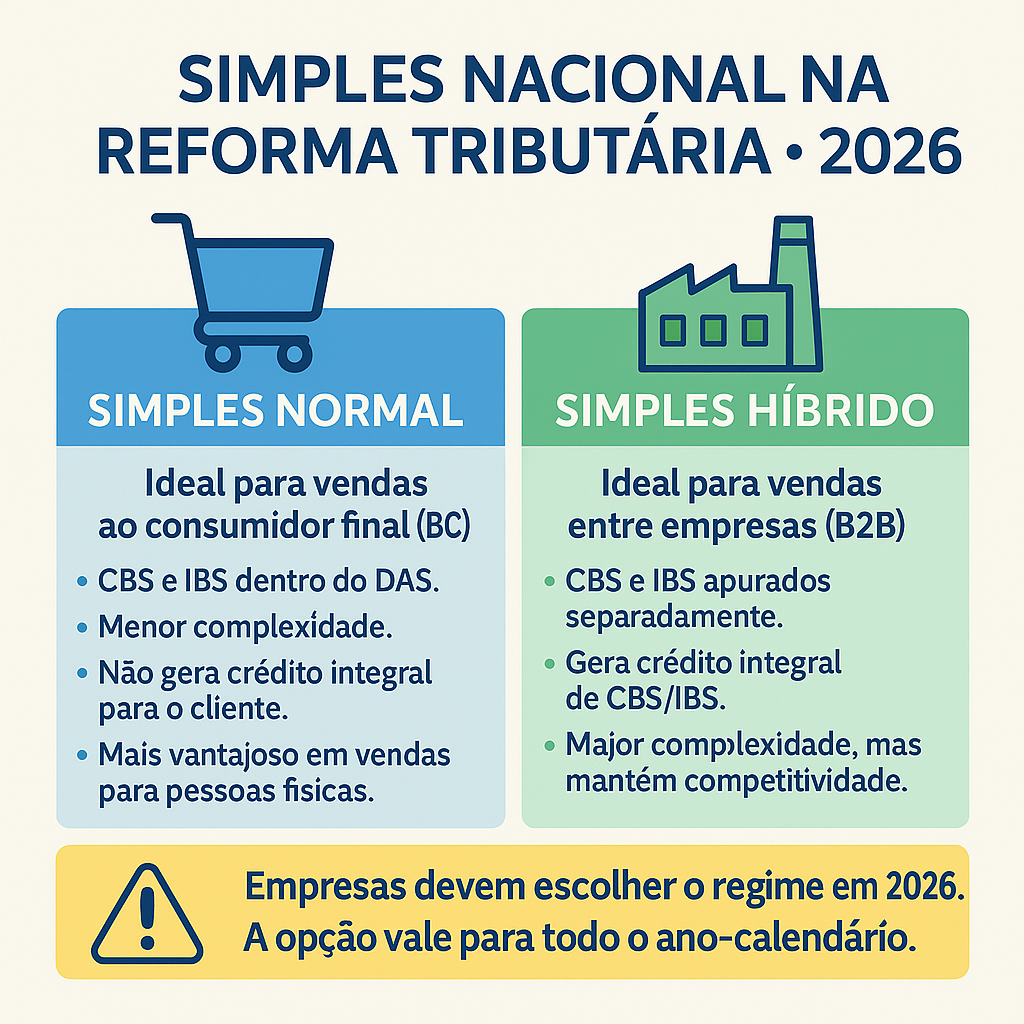 Simples Nacional Reforma Tributária 2026 2027 CBS IBS Simples Híbrido Simples Normal